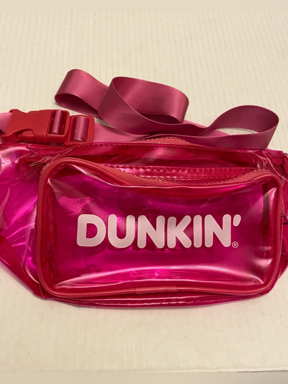 Dunkin Donuts Fanny Pack Bag HOT PINK Clear Collectible. - Picture 2 of 7